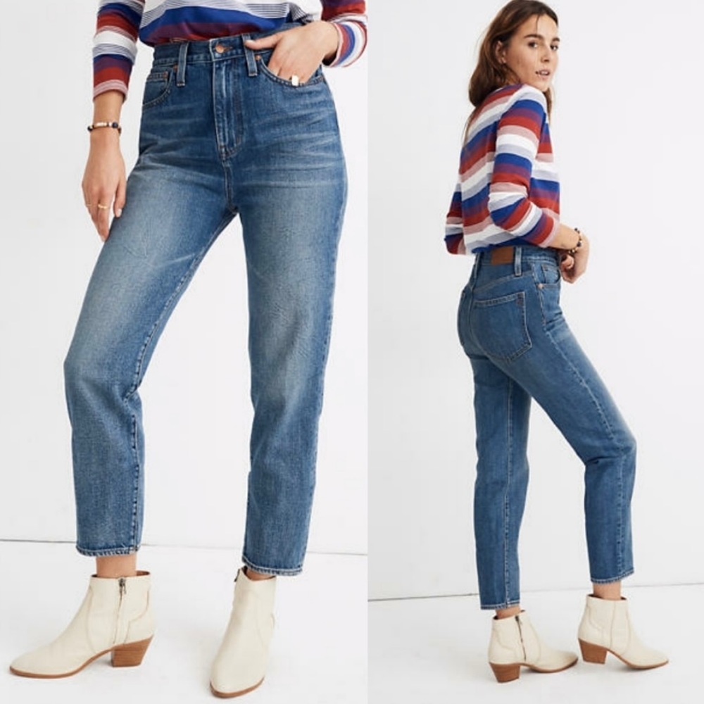 Madewell The Mom Jean High Waist Cropped Blue Size 29